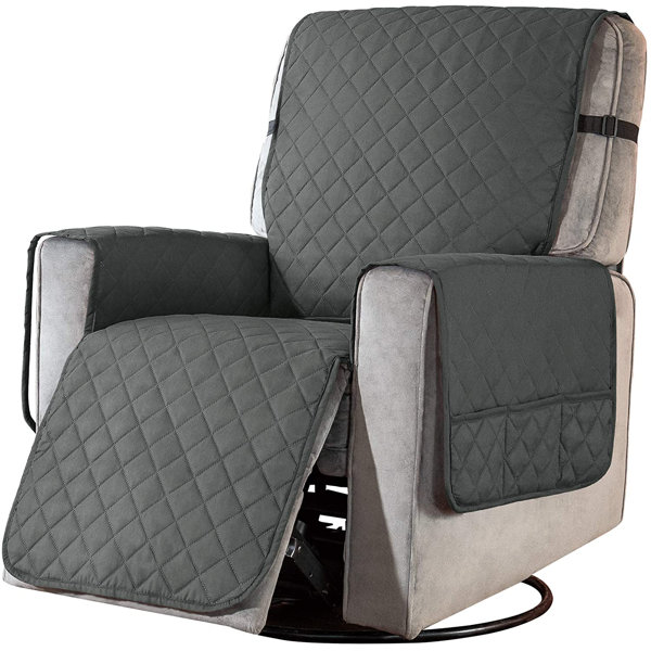 subrtex Quilted Reversible Box Cushion Large Recliner Slipcover With 6 Side Pockets And Strap
